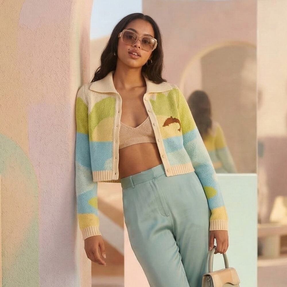HOUSE OF SUNNY Soul Surfer Cardigan dolphin size 4 NWT